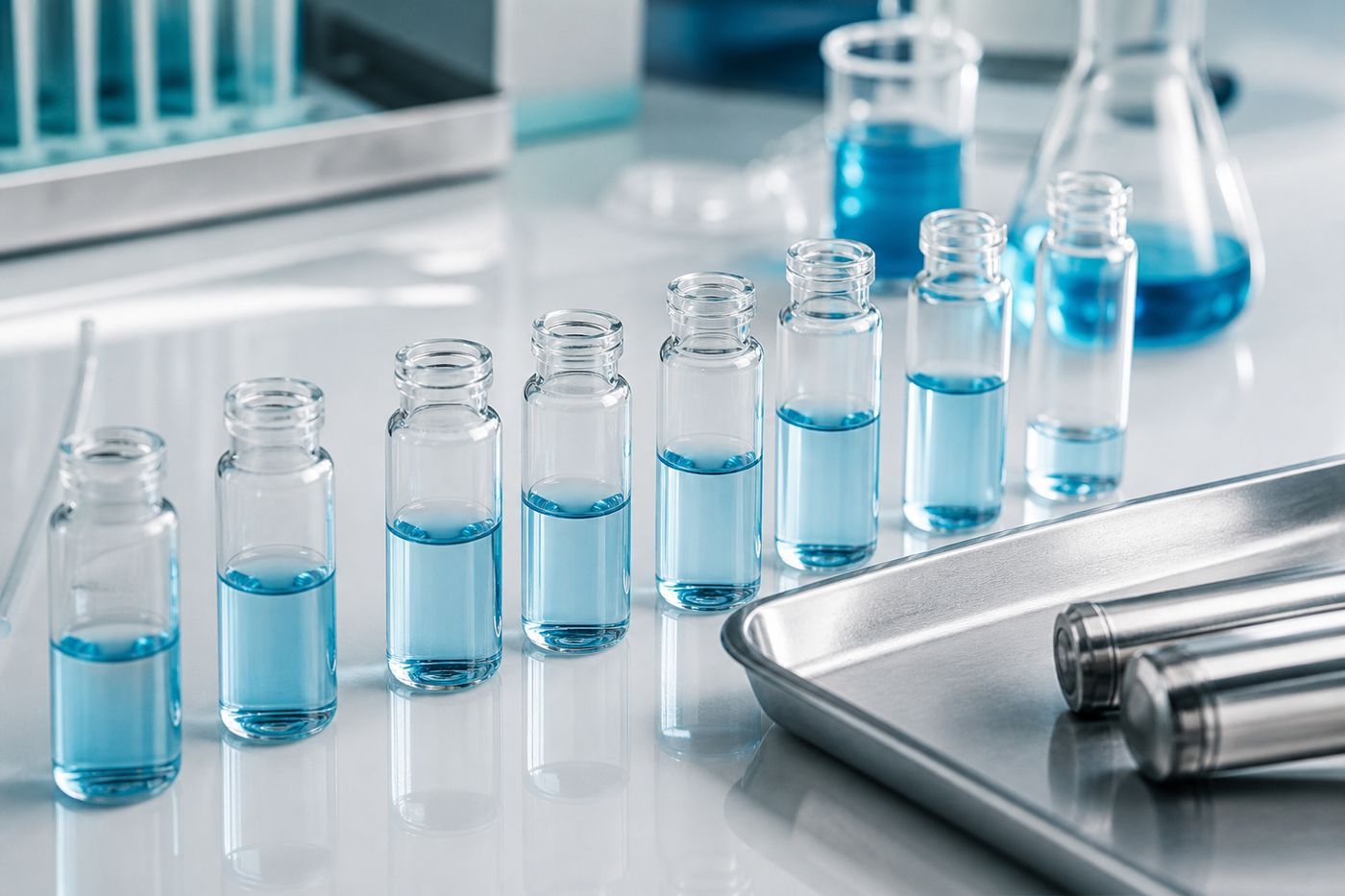 A row of test vials filled to different levels, the methodical basis behind each review